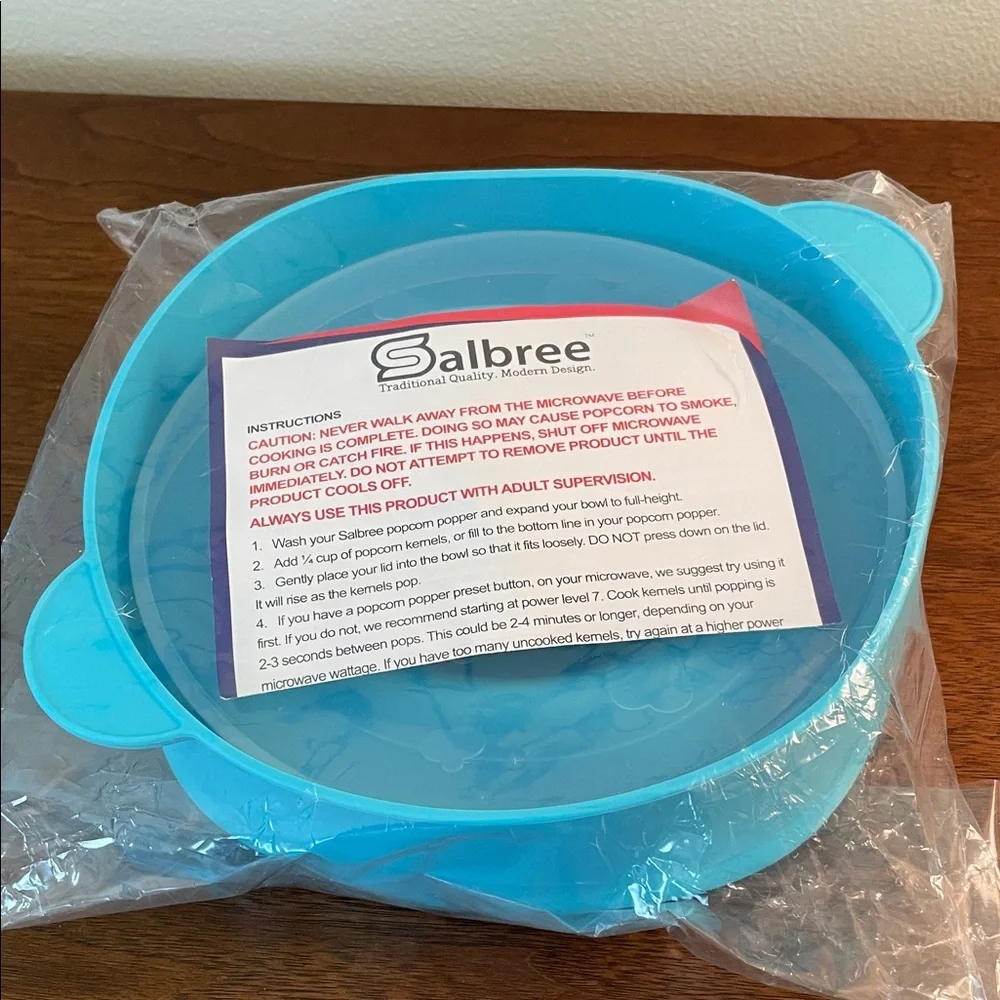 Salbree Popcorn Maker Collapsible Microwave Silicone - Bright Turquoise - New